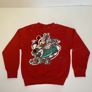 Vintage Walt Disney Mickey Mouse Christmas Sweatshirt Kids 5/6 USA Made Crewneck